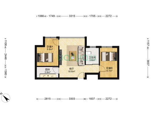 翠苑新城 2室1厅1卫 54平方