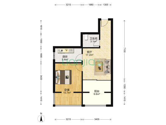 长乐大厦小区 1室1厅1卫 68平方