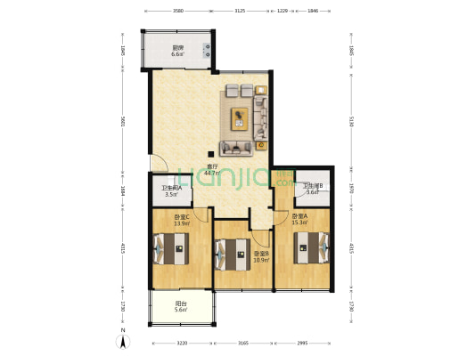 均瑶大楼 3室1厅2卫 123平方