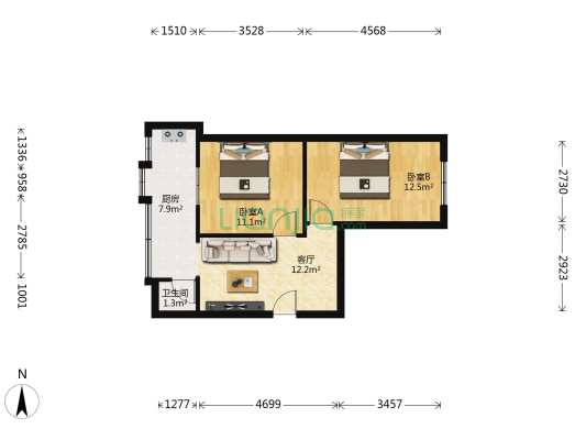 祥和里2号 2室1厅1卫 51平方