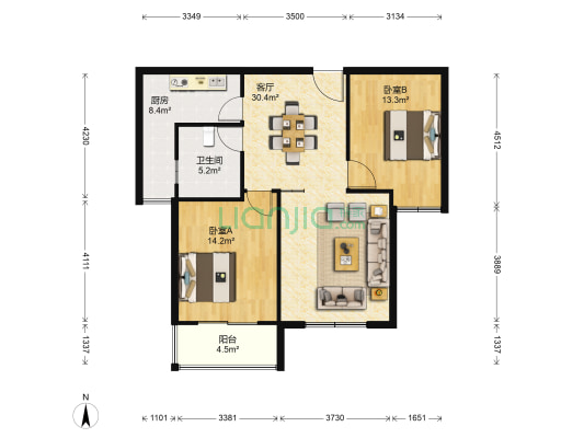 金御湾 2室1厅1卫 96平方