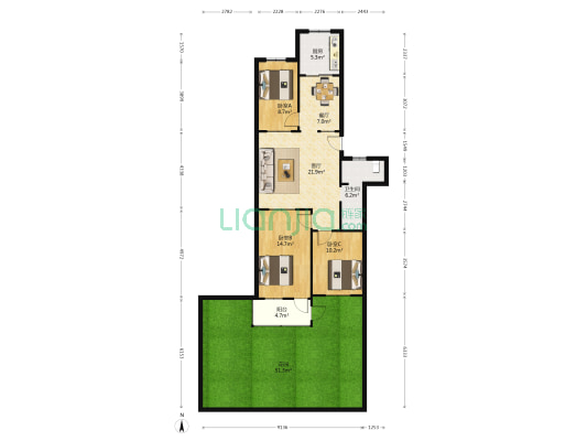泰山区分局南关宿舍 3室2厅1卫 95平方