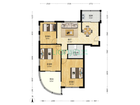 鸣阳路89弄5号 3室1厅1卫 95平方