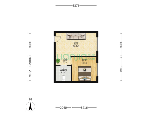 外滩1898 1室1厅1卫 53平方