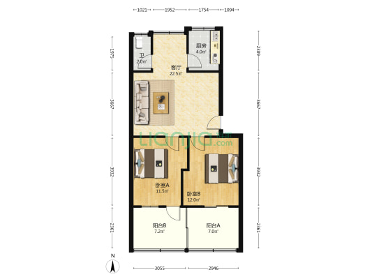 车站北路316号 2室1厅1卫 71平方
