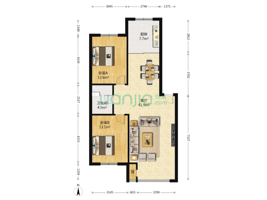 鑫丰中心里 2室1厅1卫 100平方