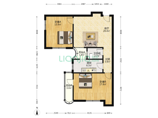 金叶大厦 2室1厅1卫 91平方