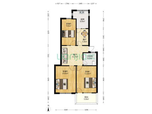 东街街道大根社区 3室2厅1卫 82平方