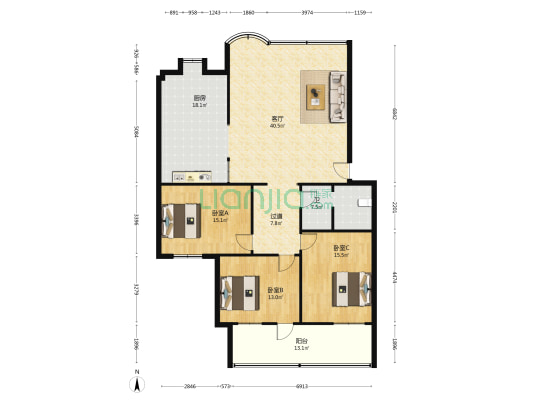 税苑 3室1厅1卫 145平方