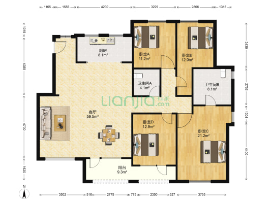 蠡湖香樟园洋房区 4室1厅2卫 178平方