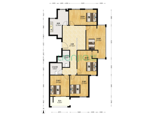 信达佳园 5室0厅2卫 172平方