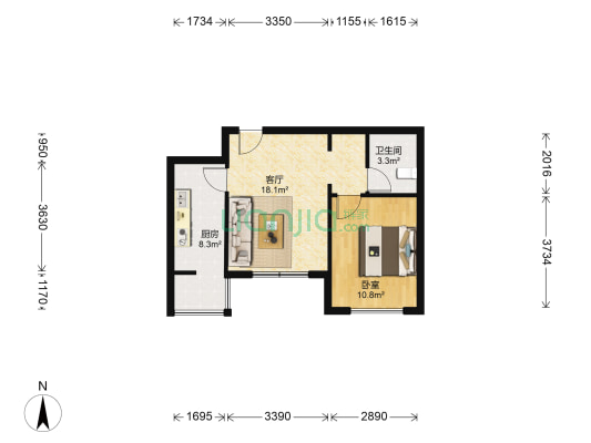 金鼎府邸 1室1厅1卫 58平方