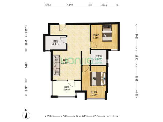 福星惠誉东湖城 2室1厅1卫 82平方