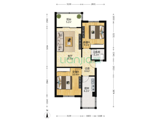 燎原小区(龙泉驿) 2室1厅1卫 63平方