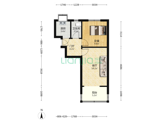 教师楼 1室1厅1卫 43平方