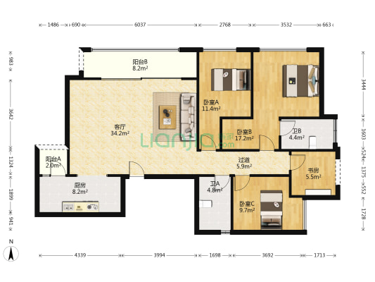 鲁能泰山7号十街区 4室1厅2卫 144平方