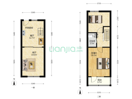 丁家弄小区 2室2厅1卫 78平方