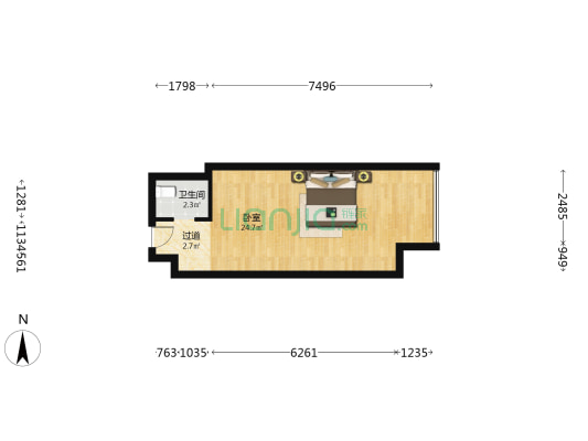 福晟翡翠湾 1室0厅1卫 55平方