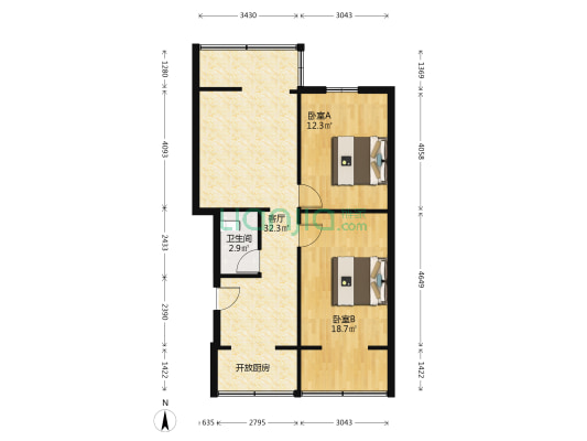 一环路南三段78号 2室1厅1卫 66平方
