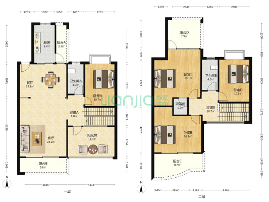 金盘商厦 4室2厅3卫 175平方