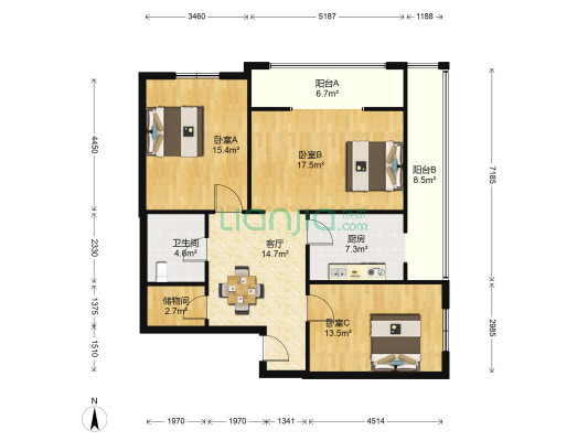 翠亨村D区 3室1厅1卫 101平方