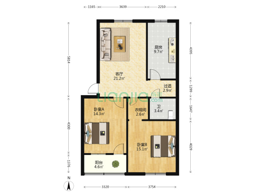 许昌市天昌烟草公司住宅楼 2室1厅1卫 91平方