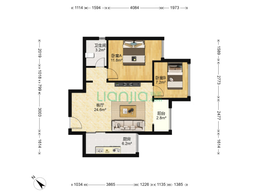 高家庄赞城 2室1厅1卫 70平方
