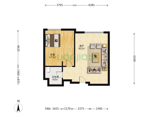 京基领域 1室1厅1卫 67平方