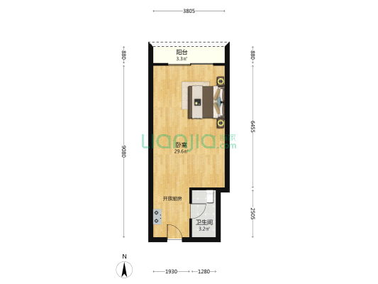 富豪山庄·领峰 1室0厅1卫 56平方