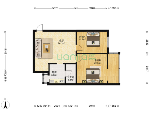 沙坪坝北村 2室1厅1卫 71平方