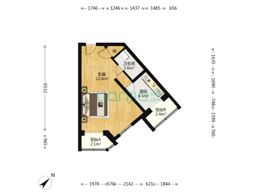 东大街35号院 1室0厅1卫 40平方