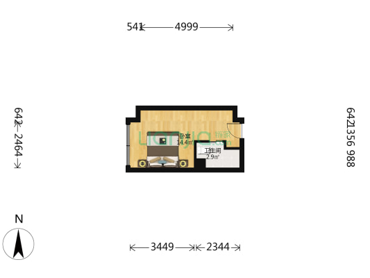 天府万科云城 1室0厅1卫 28平方
