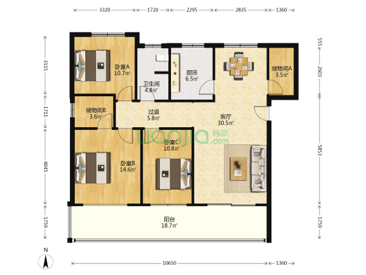 金岸教师村 3室1厅1卫 121平方