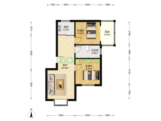 吉祥苑 2室1厅1卫 70平方