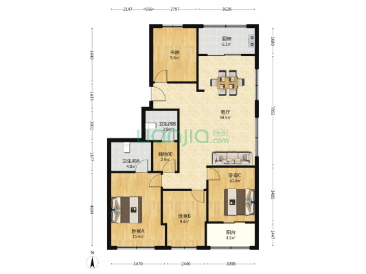 西兴路 4室1厅2卫 148平方