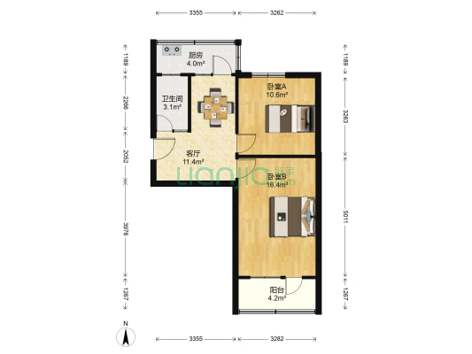 太钢二十三宿舍 2室1厅1卫 67平方