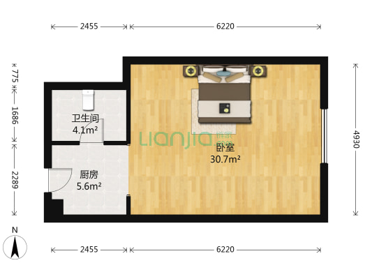 利时卢森堡 1室0厅1卫 56平方