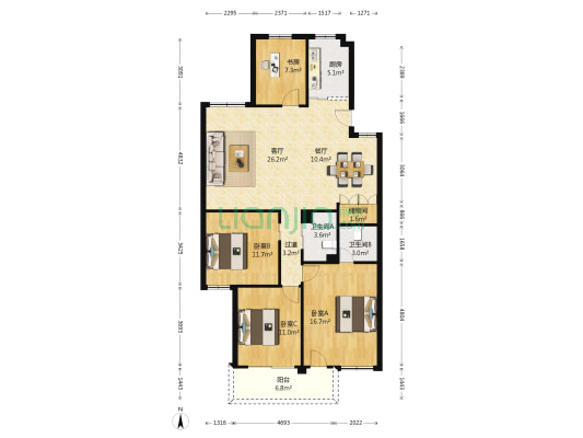 瑞沁花苑 4室2厅2卫 129平方