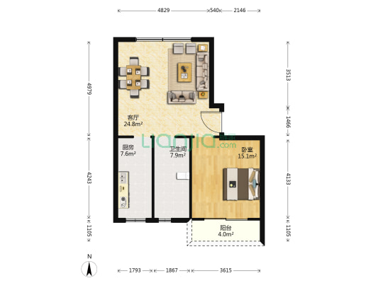 金庭苑北区 1室1厅1卫 85平方