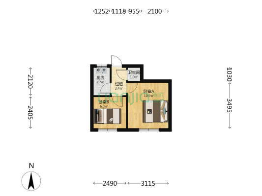 中华巷一号院 2室0厅1卫 29平方