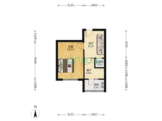 光明小区(丰满区) 1室2厅1卫 42平方