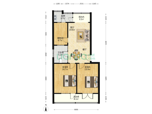 郑州十一中3号家属院 2室1厅1卫 83平方