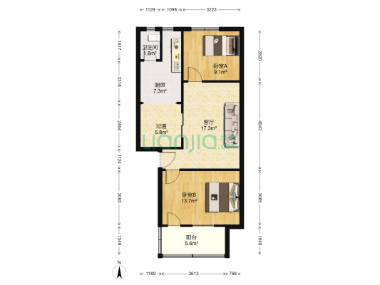 青山祠社区 2室1厅1卫 71平方
