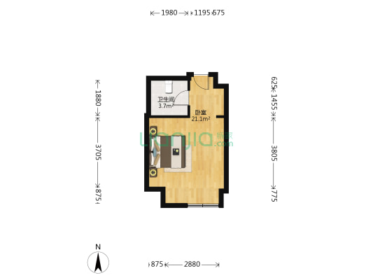 万达广场 1室0厅1卫 38平方