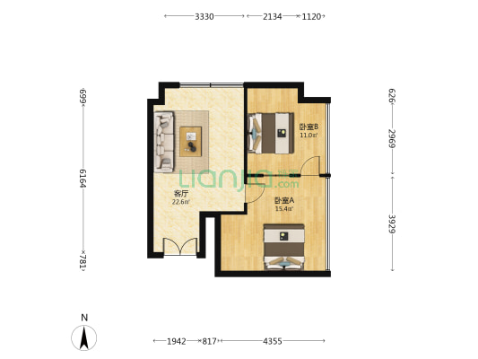中国有色大厦 2室1厅0卫 89平方