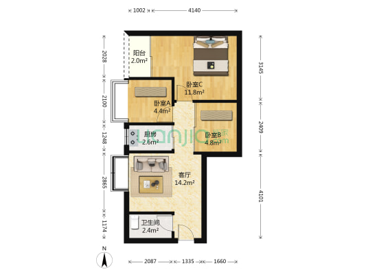 万福路 3室1厅1卫 51平方
