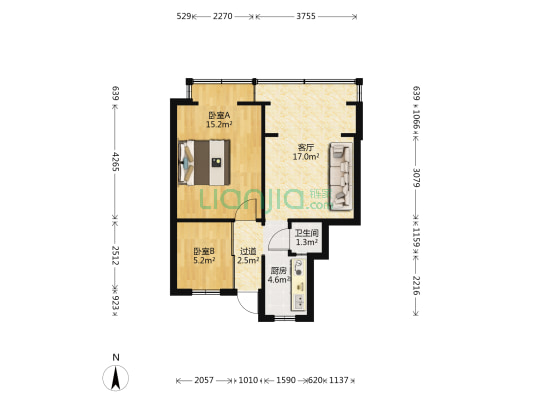 东华小区稻香里 2室1厅1卫 51平方
