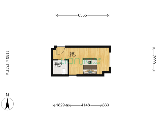 蚂蚁公馆 1室0厅1卫 30平方