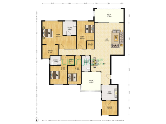 翡翠湾 4室1厅3卫 251平方