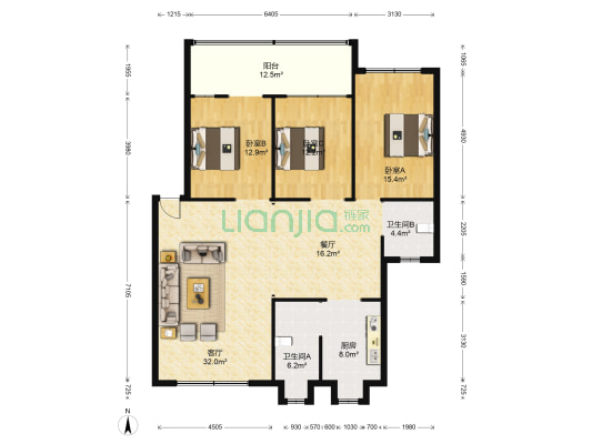 新桂苑 3室2厅2卫 128平方
